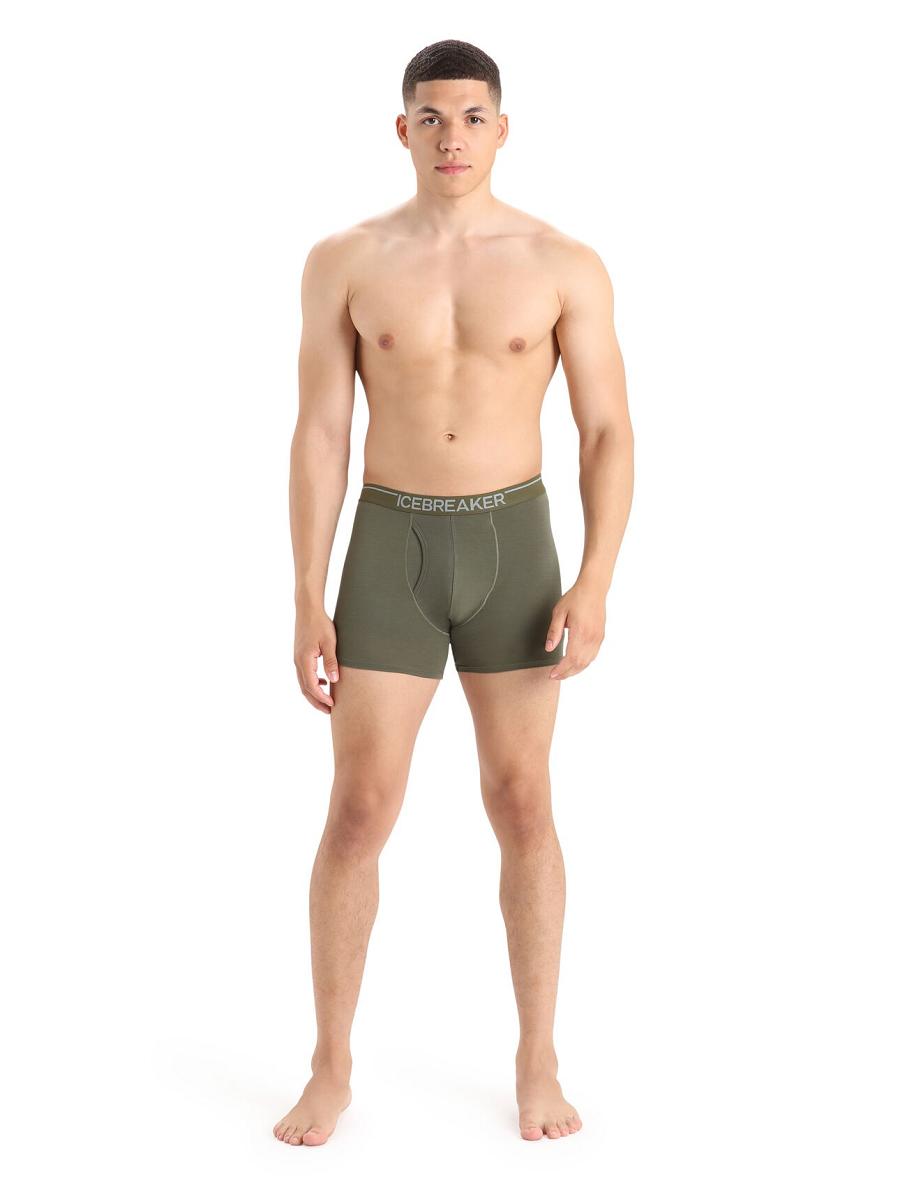 Sous Vêtement Icebreaker Merino Anatomica Boxers With Fly Homme Vert Olive | FR 1305AHKP